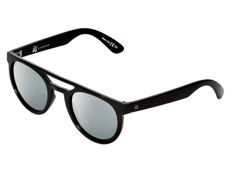 The Neos - Sunglasses in Gloss Black Grey Silver Chrome Lenses #gloss-black-grey-silver-chrome-lenses