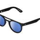 The Neos - Sunglasses in Matte Black Grey Blue Chrome Lenses 