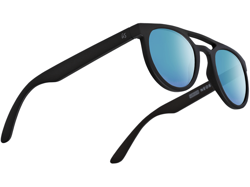 The Neos - Sunglasses in Matte Black Grey Blue Chrome Lenses #matte-black-grey-blue-chrome-lenses